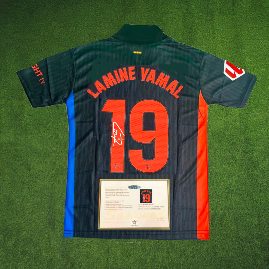 Yamal Barcelona Away Black 24/25 SIGNED Shirt/Jersey + COA - Lamine Yamal