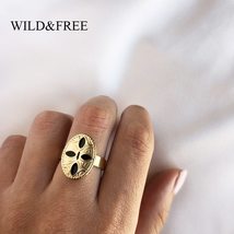 Wild &amp; Free Vintage Gold Open Finger Rings Jewelry For Women Adjustable Stainles - £8.58 GBP