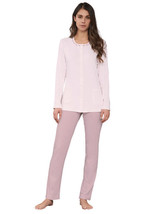 Pyjamas Ouvert De Femme Manches Longues En Interlock Coton Chaud Linclalor 91967 - £28.62 GBP