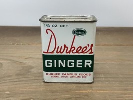 Vintage Durkee’s Spice Tin Ginger Cursive Logo Cleveland OH 1.75oz USA - £9.62 GBP