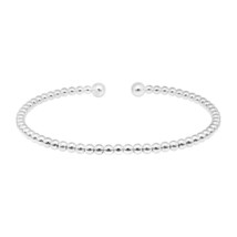Stylish Linked 3mm Round Beads of Sterling Silver Cuff Bracelet - £17.43 GBP