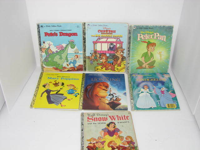 Primary image for Lot of 7 Disney Little Golden Books Lion King, Pete's Dragon, Snow White