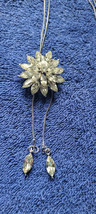 New Flower Necklace Clear Rhinestones Greenish Tint Summer Collectible Decorate - £11.98 GBP