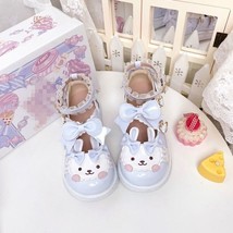 Kawaii Lolita Shoes Cartoon Rabbit Patchwork Japanese Style Cute Mary Janes Wome - £36.69 GBP