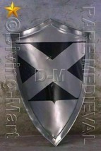 Medieval X Designer Shield SCA Battle Hand forged Ready Armor Steel Shield 30&quot; - £142.38 GBP