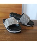 Forever Link Crystal Slides NWT Size 6.5 Arch Support Black White - £18.84 GBP