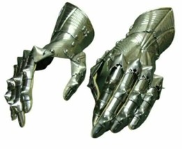 18GA Steel Medieval Knight Late Gothic Finger Gauntlets Armor Gloves SCA Larp - £110.31 GBP