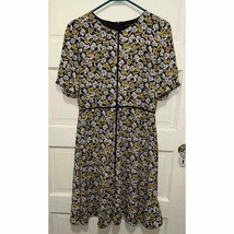 Banana Republic Factory A-Line Mini Dress Size 4 Mod Black Yellow Floral... - $14.82