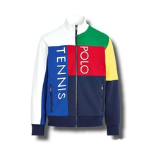 Polo Ralph Lauren Knit Tennis Jacket Multi Color Block Red Blue Yellow Green Wht - £204.10 GBP