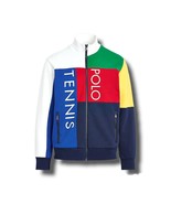 Polo Ralph Lauren Knit Tennis Jacket Multi Color Block Red Blue Yellow G... - £207.32 GBP