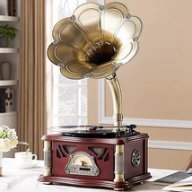 Vintage Gramophone With Bluetooth Output Vintage Record Players Retro Gr... - $498.99