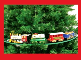 NEW 30-Pc Christmas Train Set Santa&#39;s Flying Hanging Train Set 36&quot; in Di... - $33.61