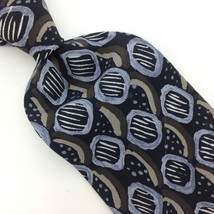 Albert Nipon Tie Black Gray Brown Art Deco Dots Stripes Silk Necktie Ties I20-85 - £12.63 GBP