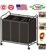 Durable Laundry Sorter Rolling Cart with Three Bags - Elegant Bronze Finish - $1,400.87 MXN