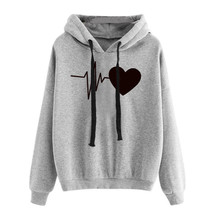 Heart Print Streetwear Hoodies Women Sweatshirt Spring Autumn Long Sleeve Hoodie - £11.15 GBP