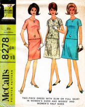 Misses 2-PIECE DRESS Vintage 1966 McCall&#39;s Pattern 8278 Size 12½ UNCUT - £9.41 GBP