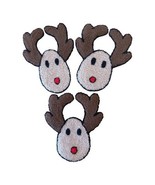 (3) VTG Punch Needle Embroidery Cute Christmas Reindeers Moose Applique ... - $218.55 MXN