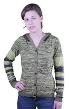 Suéter Cardigan Hoodalicious Verde De Punto Con Capucha A Rayas Abstracto - $33.76