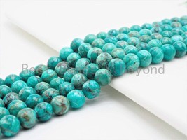 Smooth Round African Turquoise beads, 6mm/8mm/10mm/12mm Blue Green Gemstone - $5.50+