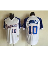 Braves #10 Chipper Jones Jersey Old Style Uniform White Raglan - €39,06 EUR