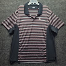 Under Armour Golf Polo Mens Sz 3XL Black Red White Striped Short Sleeve ... - $21.29