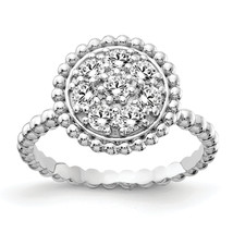 Sterling Shimmer Silver  8 Stone CZ Round Beaded Ring QR7168 - $90.49+