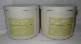 White Barn Bath &amp; Body Works 3-wick Scented Candle Set 2 Yuzu + White Pineapple - £54.80 GBP