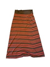 Toad &amp; Co Womens Keyboard Maxi Skirt Pink Brown Striped Pull-On Elastic Waist L - £18.95 GBP