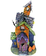 Metal Haunted Halloween House Holds Votive Tea Light Bats Cats Ghost 18&quot;... - $74.69 CAD