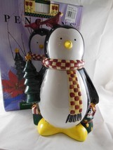 Debbie Mumm Christmas Penguin Earthenware Cookie Jar 12&quot; Sakura - £31.15 GBP