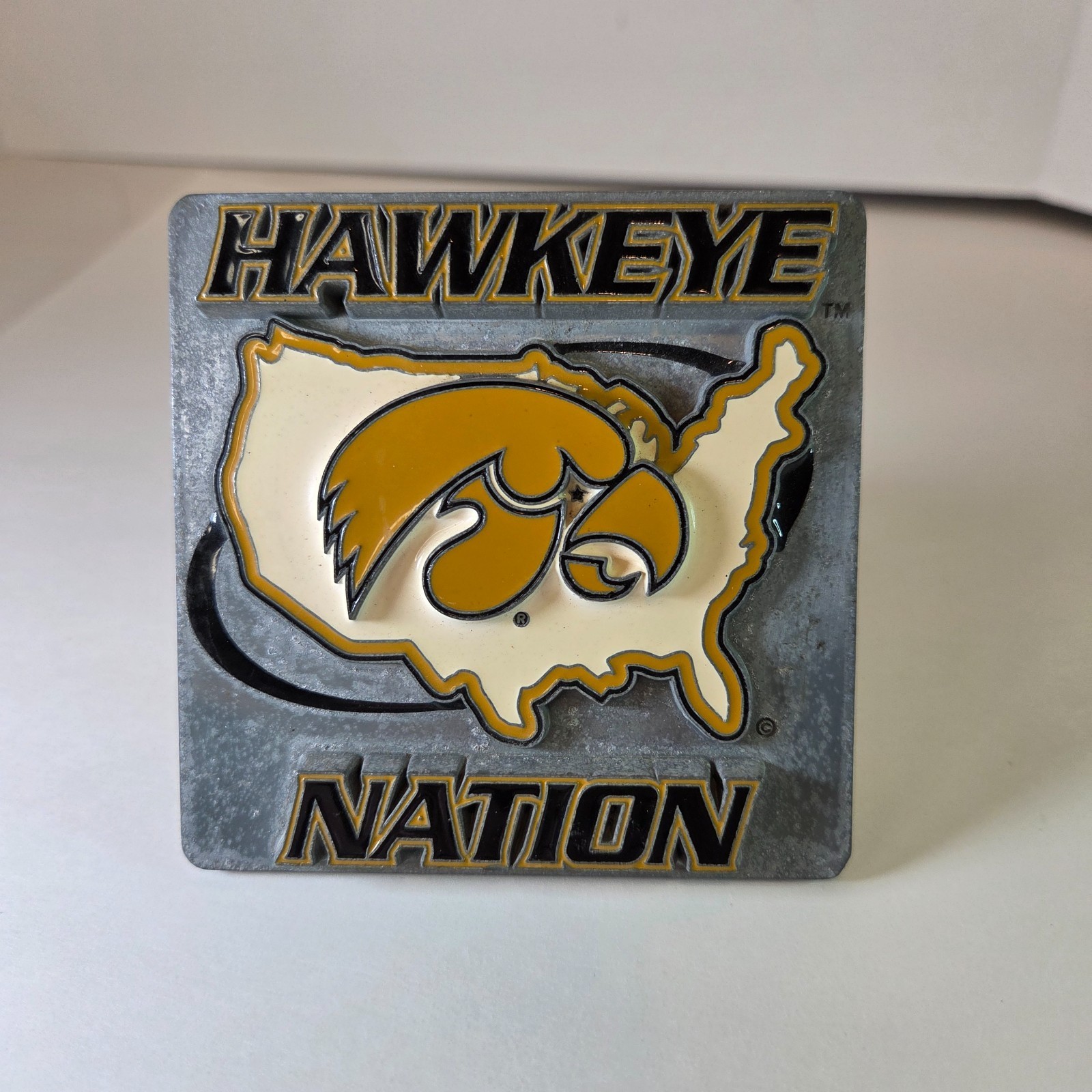 Iowa Hawkeye Nation Metal Trailer Hitch Cover NCAA College Football Fan ... - $27.99
