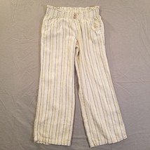 Paper Bag Pants Linen Blend Pull on Size Medium Rewind Vertical Stripes ... - £15.90 GBP