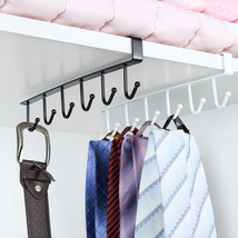 6 Hooks Cup Holder Kitchen Storage Rack Cabinet Shelf Hanging Bathroom Organizer - £8.47 GBP
