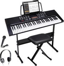 61-Key Electric Keyboard Piano W/Built In Speakers, Stand,Headphones, Microphone - £139.07 GBP