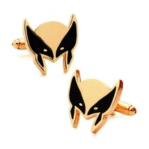 Wolverine Mask Cufflinks X-Men Comic Book Superhero Gold Tone Black W Gift Bag - £9.63 GBP