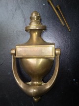 9RR61 Solid Brass Door Knocker, 7&quot; Tall, Antique Finish, 14 Oz Of Metal, Gc - £7.60 GBP