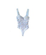 Haute Monde Bodysuit with Bra Corset Size M Light Blue with Small Yellow... - £34.07 GBP