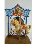 Impulse Giftware Porcelain Carousel Horse Music Box W/Back Drop &amp; Mirror... - £19.65 GBP