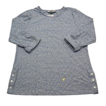 Cathy Daniels Shirt Womens M Gray Long Sleeve Crew Neck Side Button Top - £18.12 GBP