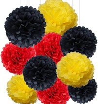 10PCS 10inch Red Yellow Black Party Decorations Tissue Paper Flower Pom Poms for - £22.59 GBP