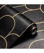Stripe Peel and Stick Wallpaper Modern Black Contact Paper Geometric Bla... - £10.23 GBP