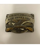Vintage 1983 Siskiyou GOD, GUNS &amp; GUTS MADE AMERICA FREE Q-27 Belt Buckl... - $26.68