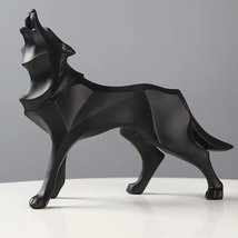Art Wolf Statue Geometric Abstract Animal Wolf Figurines Resin Craft Miniature O - £26.31 GBP