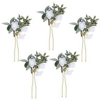 Bridal Flower Hair Pins 5 Pieces Handmade Wedding Floral Hairpins with L... - $38.95