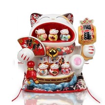 Creative 14 inch Ceramic Lucky Cat Oversized Piggy Bank Opening Feng Shui Orname - £231.09 GBP