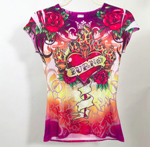 Colorful Burn Las Vegas Studded Graphic Tee Shirt Women&#39;s Large USA - $12.86