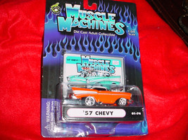 MUSCLE MACHINES &#39;57 CHEVY ORANGE 01-74 FREE USA SHIPPING - £8.81 GBP