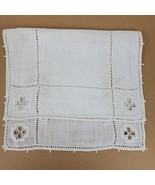 Vintage Embroidery w/ Cutouts Dresser Doily Ivory Approx 17.5x11.5 Inch - $13.10