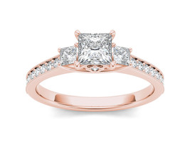 Authenticity Guarantee 
14K Rose Gold 1 1/4ct TDW Princess Diamond Three... - £1,877.41 GBP