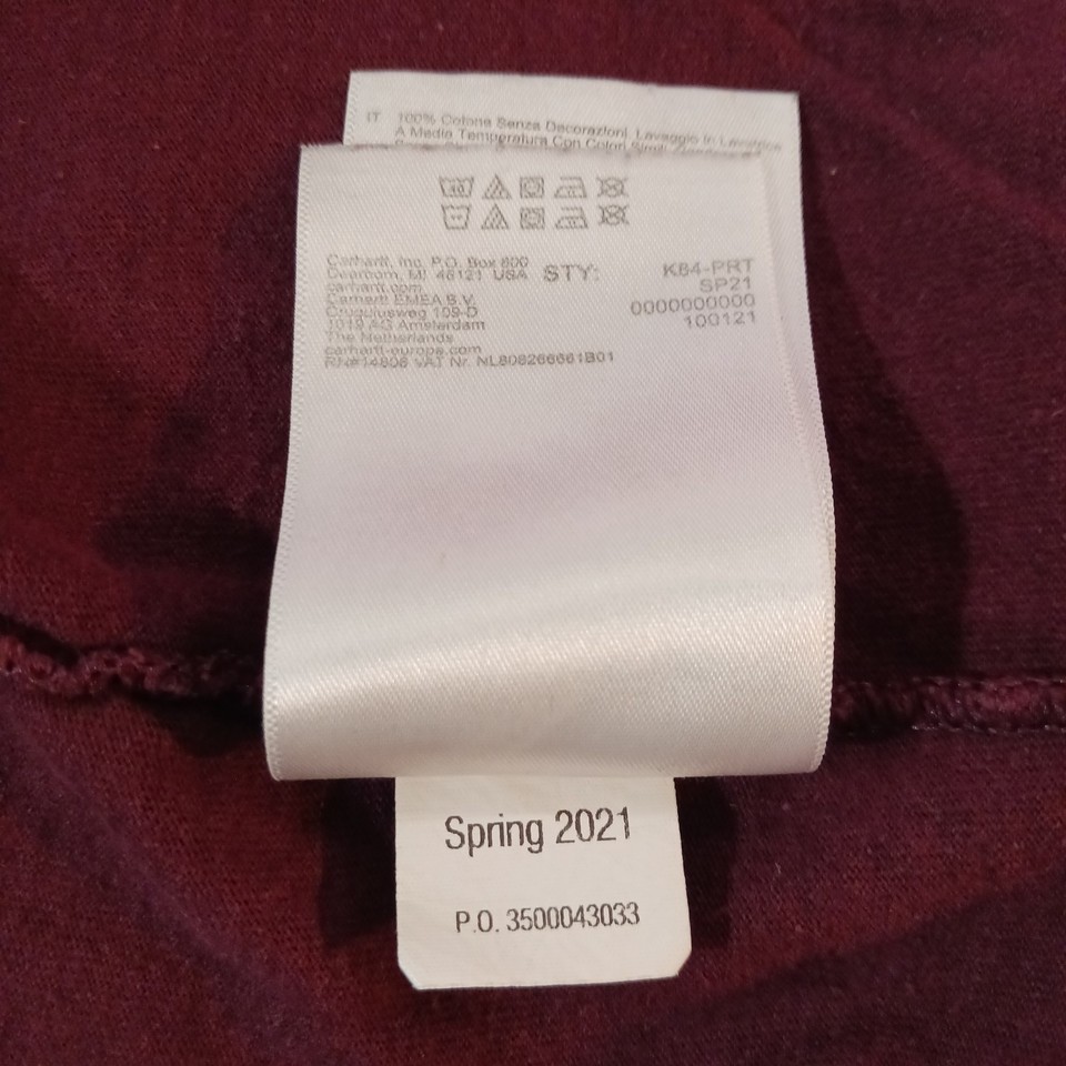 Carhartt K84 PRT Men's Burgundy Cotton Short Sleeve Henley T-Shirt Size Large Item image 7